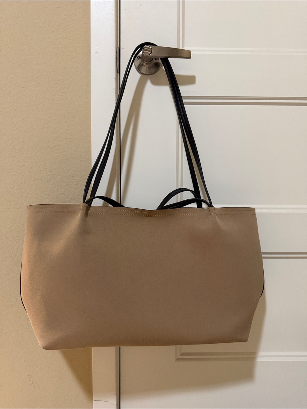 Zara Beige Tote with Black Straps